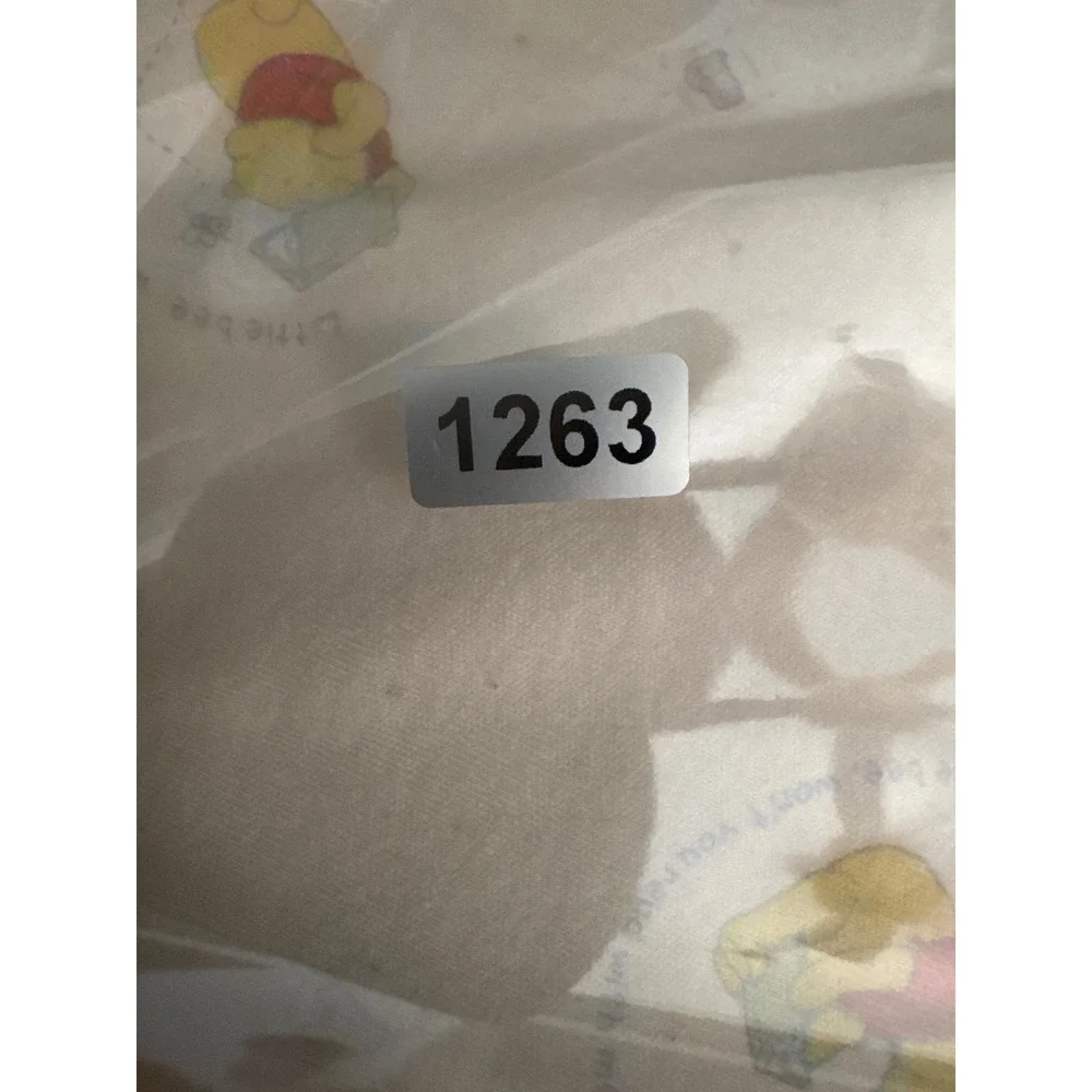 Disney Winnie the Pooh Cotton Receiving Blanket White Sage Green Vintage 2000's